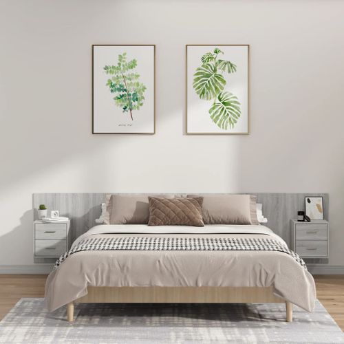 Tête De Lit Avec Armoires Gris Sonoma Bois D'ingénierie