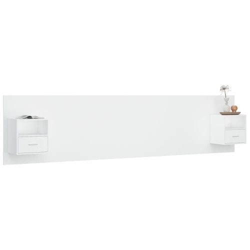 Tête De Lit Avec Armoires Blanc Bois D’ingénierie