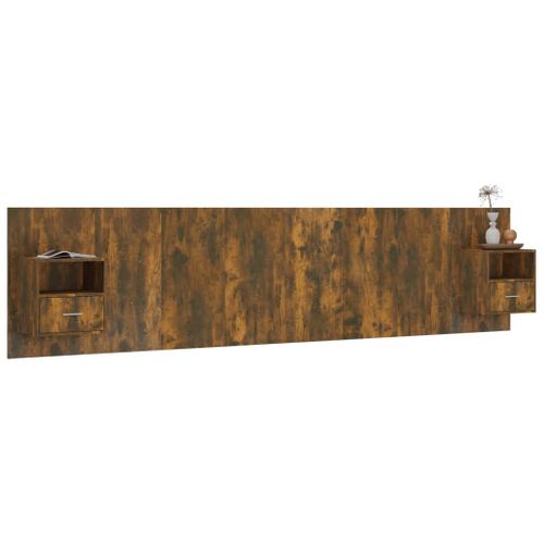 Tête De Lit Avec Armoires Chêne Fumé Bois D'ingénierie