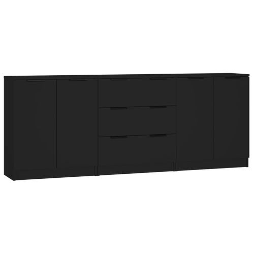 Buffets 3 Pièces Noir Bois Contreplaqué