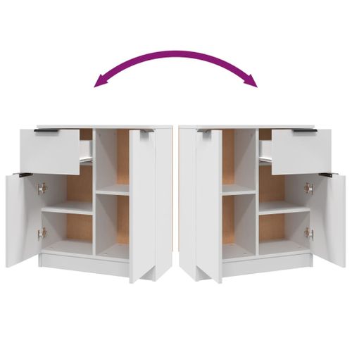 Buffets 2 Pièces Blanc 60x30x70 Cm Bois Contreplaqué