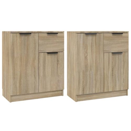 Buffets 2 Pièces Chêne Sonoma 60x30x70 Cm Bois Contreplaqué