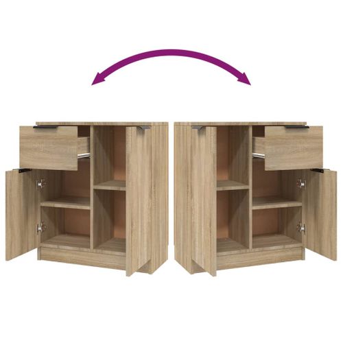 Buffets 2 Pièces Chêne Sonoma 60x30x70 Cm Bois Contreplaqué