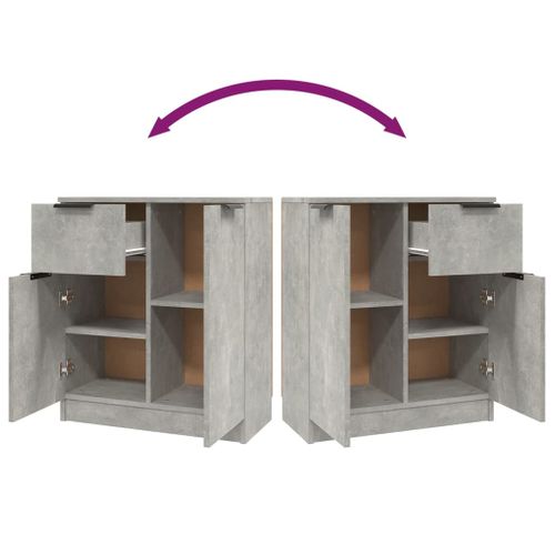Buffets 2 Pièces Gris Béton 60x30x70 Cm Bois Contreplaqué