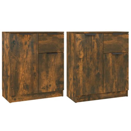 Buffets 2 Pièces Chêne Fumé 60x30x70 Cm Bois Contreplaqué