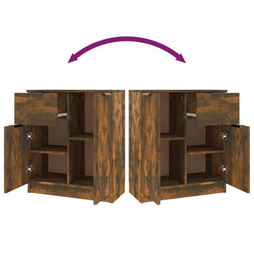 Buffets 2 Pièces Chêne Fumé 60x30x70 Cm Bois Contreplaqué