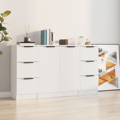 Buffets 3 Pièces Blanc Bois Contreplaqué