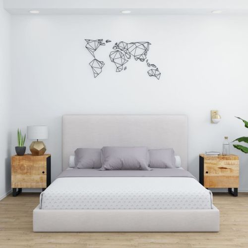 Tables De Chevet 2 Pièces 40x33x46 Cm Bois De Manguier Solide