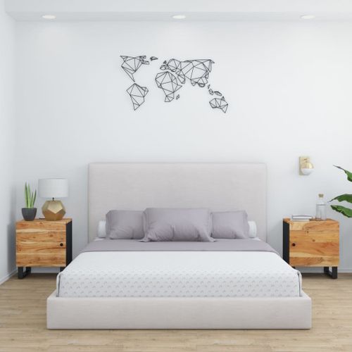 Tables De Chevet 2 Pièces 40x33x46 Cm Bois D'acacia Massif