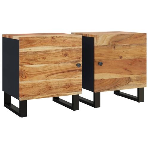 Tables De Chevet 2 Pièces 40x33x46 Cm Bois D'acacia Massif