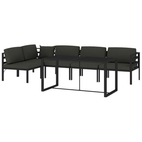 Salon De Jardin 6 Pièces Avec Coussins Aluminium Anthracite