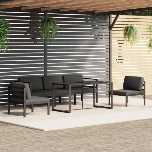 Salon De Jardin 6 Pièces Avec Coussins Aluminium Anthracite