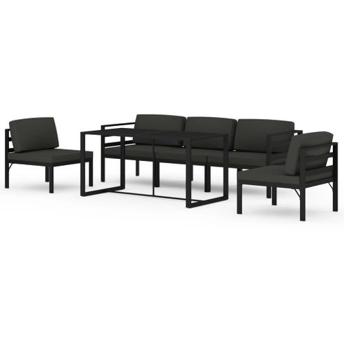 Salon De Jardin 6 Pièces Avec Coussins Aluminium Anthracite