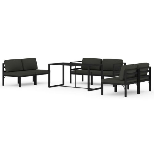 Salon De Jardin 7 Pièces Avec Coussins Aluminium Anthracite
