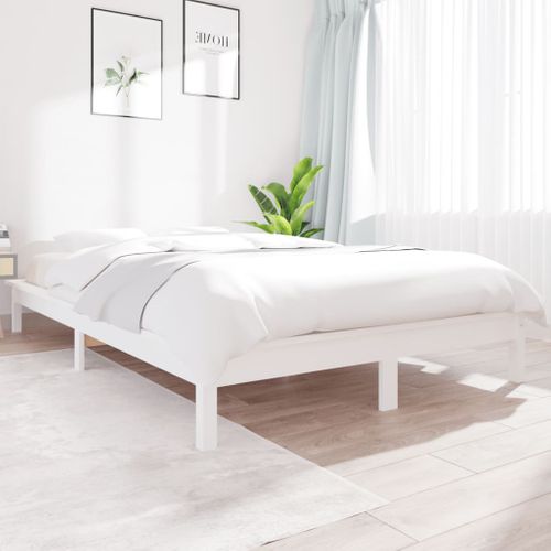 Cadre De Lit Sans Matelas Blanc 120x200 Cm Bois Massif