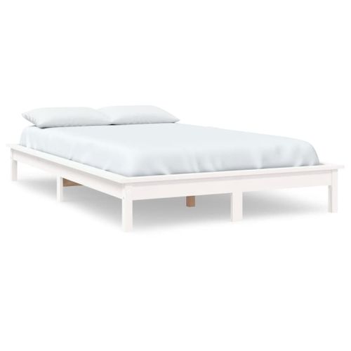 Cadre De Lit Sans Matelas Blanc 120x200 Cm Bois Massif