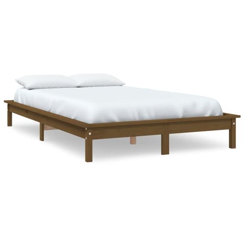 Cadre De Lit Sans Matelas Marron Miel 120x200 Cm Bois Massif