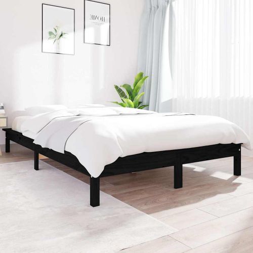 Cadre De Lit Sans Matelas Noir 120x200 Cm Bois Massif