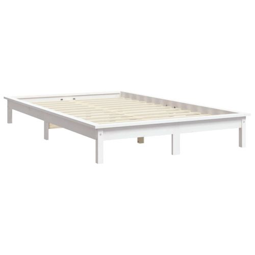 Cadre De Lit Sans Matelas Blanc 140x200 Cm Bois Massif