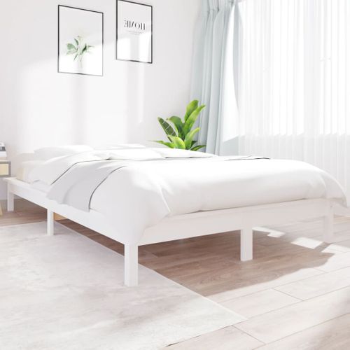 Cadre De Lit Sans Matelas Blanc 140x200 Cm Bois Massif
