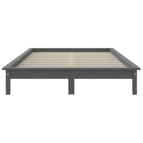 Cadre De Lit Sans Matelas Gris 140x200 Cm Bois Massif