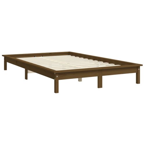 Cadre De Lit Sans Matelas Marron Miel 140x200 Cm Bois Massif