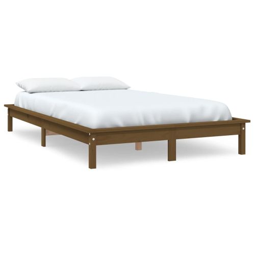 Cadre De Lit Sans Matelas Marron Miel 140x200 Cm Bois Massif