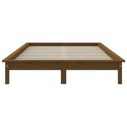 Cadre De Lit Sans Matelas Marron Miel 140x200 Cm Bois Massif