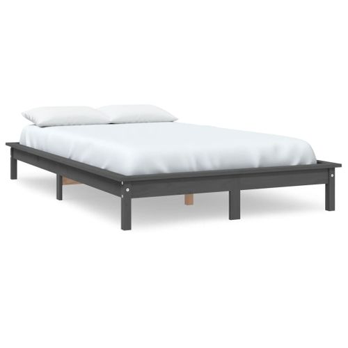Cadre De Lit Sans Matelas Gris Bois Massif 180x200 Cm
