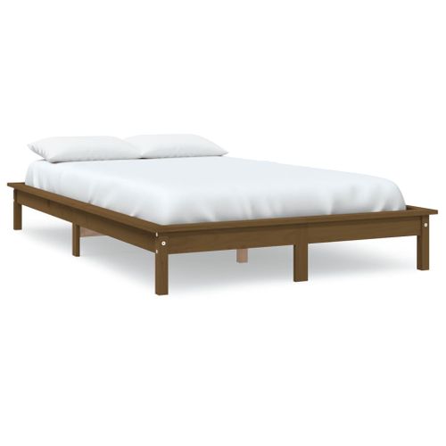 Cadre De Lit Sans Matelas Marron Miel 200x200 Cm Bois Massif