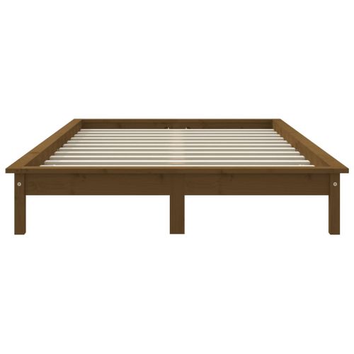 Cadre De Lit Sans Matelas Marron Miel 200x200 Cm Bois Massif