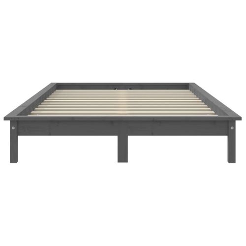 Cadre De Lit Sans Matelas Gris Bois Massif 120x190 Cm