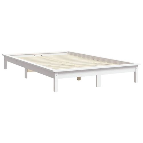 Cadre De Lit Sans Matelas Blanc 140x190 Cm Bois De Pin Massif