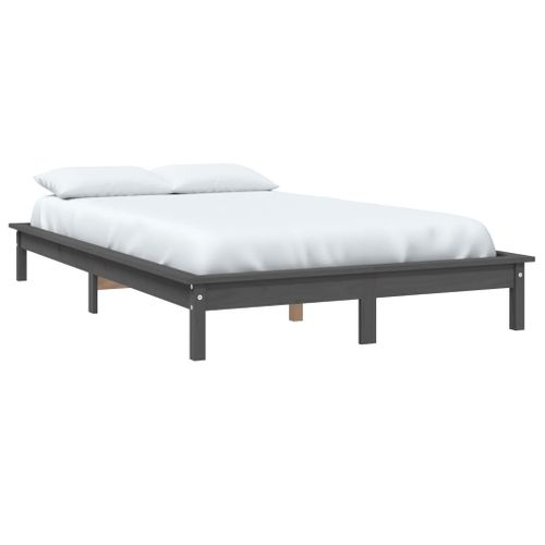 Cadre De Lit Sans Matelas Gris 140x190 Cm Bois De Pin Massif