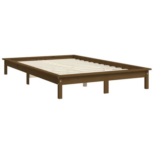 Cadre De Lit Sans Matelas Marron Miel 140x190 Cm Bois Massif