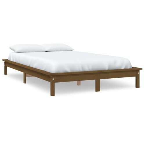 Cadre De Lit Sans Matelas Marron Miel 140x190 Cm Bois Massif