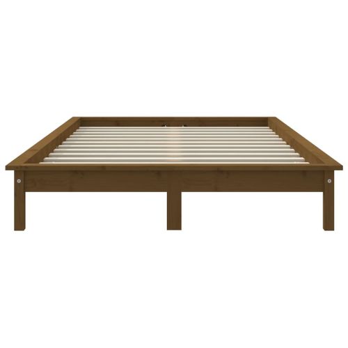 Cadre De Lit Sans Matelas Marron Miel 140x190 Cm Bois Massif