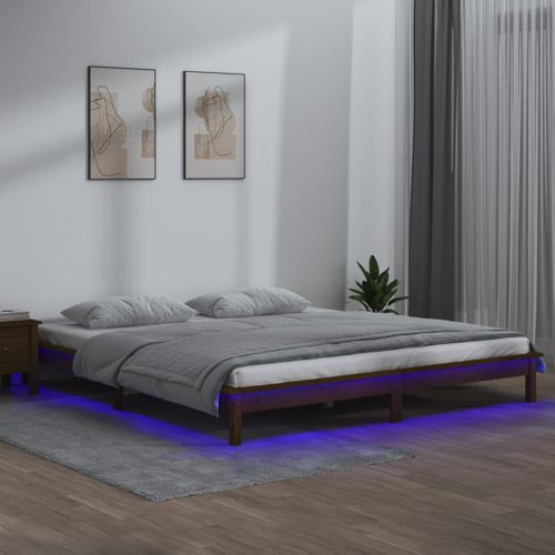 Cadre De Lit à LED Sans Matelas 120x190 Cm Bois Massif