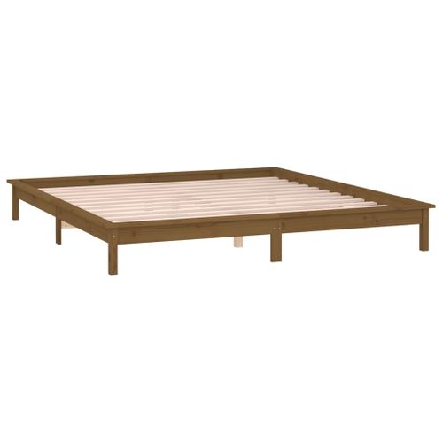 Cadre De Lit à LED Sans Matelas 120x190 Cm Bois Massif