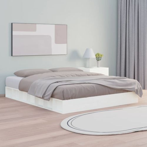Cadre De Lit Sans Matelas Blanc 180x200 Cm Bois Massif