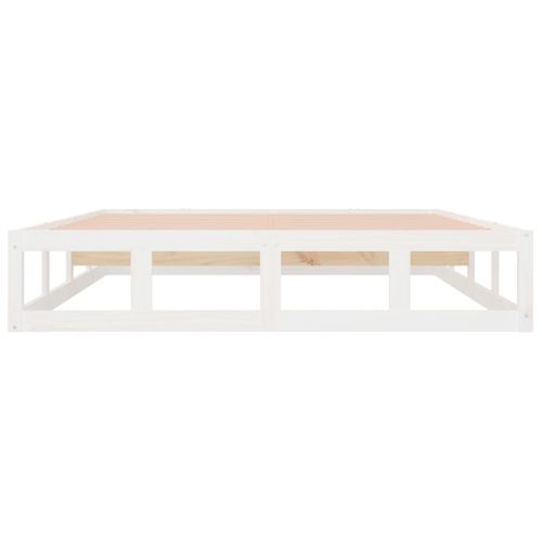 Cadre De Lit Sans Matelas Blanc 160x200 Cm Bois Massif
