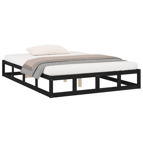 Cadre De Lit Sans Matelas Noir 160x200 Cm Bois Massif