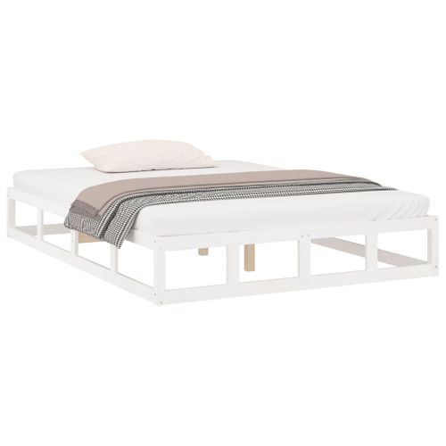 Cadre De Lit Sans Matelas Blanc 200x200 Cm Bois Massif