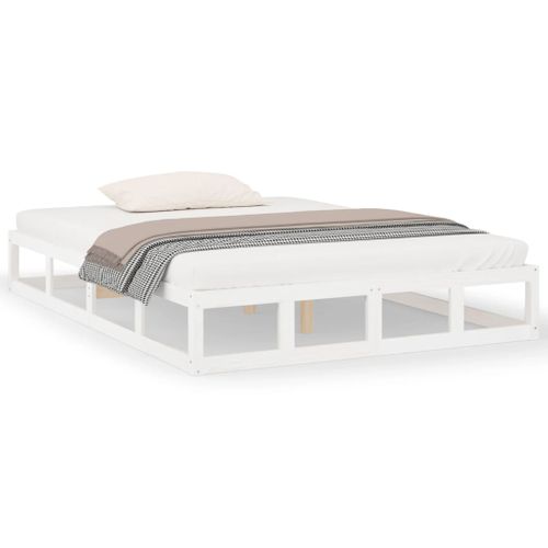 Cadre De Lit Sans Matelas Blanc 200x200 Cm Bois Massif