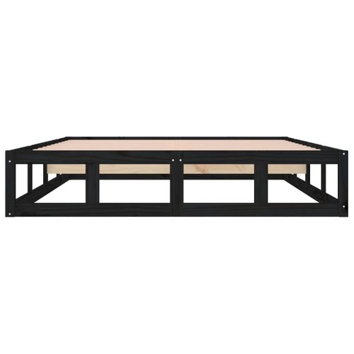 Cadre De Lit Sans Matelas Noir 200x200 Cm Bois Massif