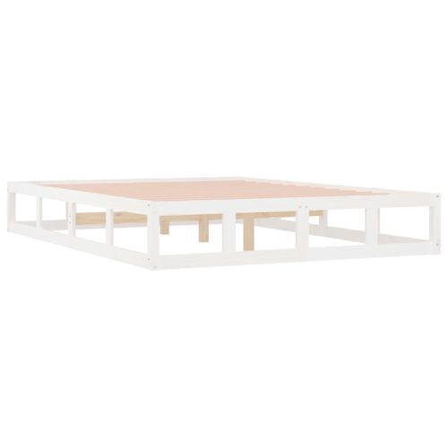 Cadre De Lit Sans Matelas Blanc 120x190 Cm Bois Massif