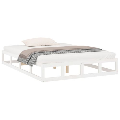 Cadre De Lit Sans Matelas Blanc 120x190 Cm Bois Massif