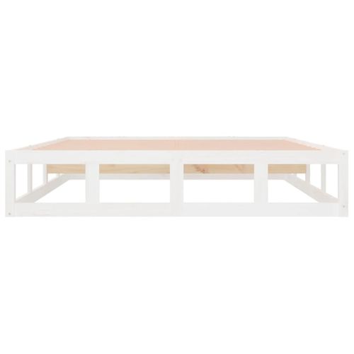 Cadre De Lit Blanc 140x190 Cm Bois Massif
