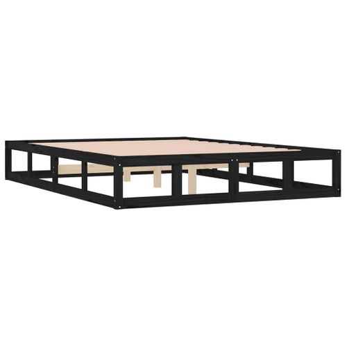 Cadre De Lit Sans Matelas Noir 140x190 Cm Bois Massif
