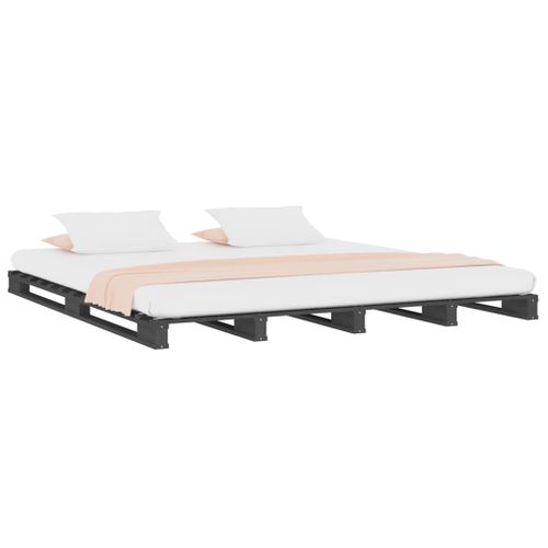 Lit De Palette Sans Matelas Gris 120x200 Cm Bois Massif